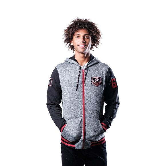 Ultra Game Men's Atlanta Falcons Full Zip Letterman Hoodie Gray Medium $85 Value